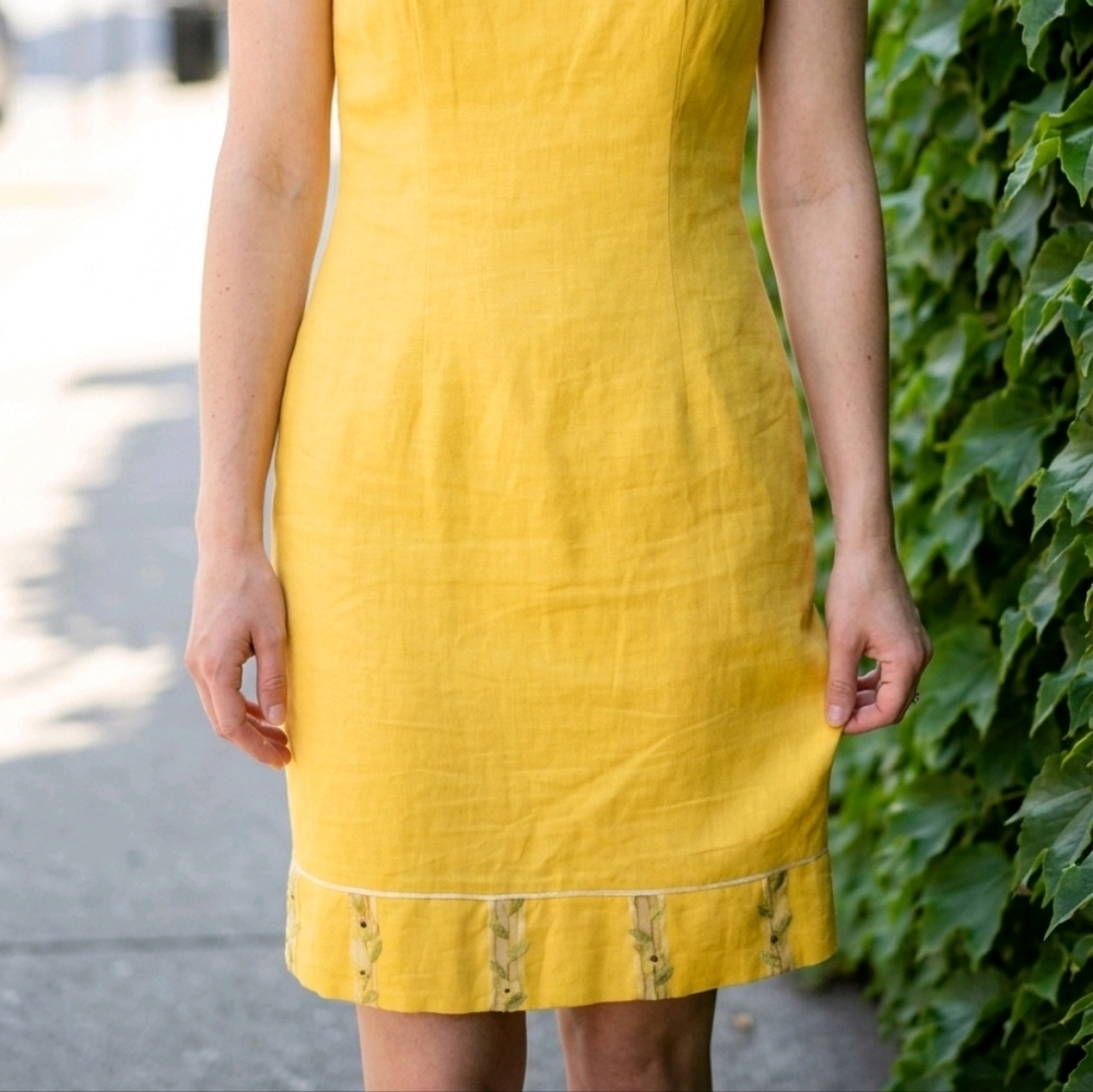 Althule True Vintage Mod Sheath Dress 100% Linen Fully Lined Size 2 - Picture 6 of 16